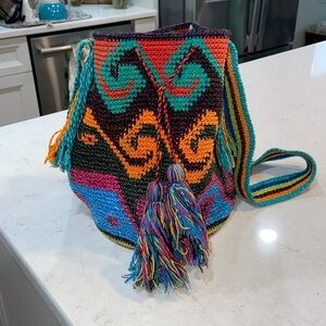 Multicolor Wayuu Artisan Crochet Shoulder Crossbody Bucket Bag